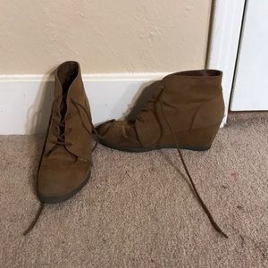 Tan bootie wedges